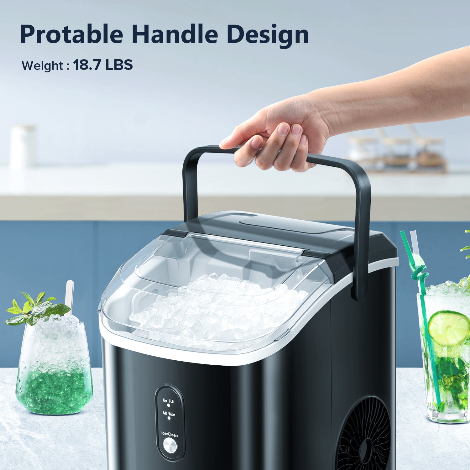 Auseo Portable Ice Maker, Countertop, 33lbs/24H, SelfCleaning, for Home/Office/Party  Black  (图5) Auseo Portable Ice Maker, Countertop, 33lbs/24H, SelfCleaning, for Home/Office/Party  Black  (图5)