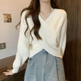 thumbnail image 2 of Ediodpoh Front Knit Pullover Sweater Soft Autumn Winter Casual Tunic Top for Cozy Layering Knit Tops for Women for Elegant and Warm White, 2 of 9