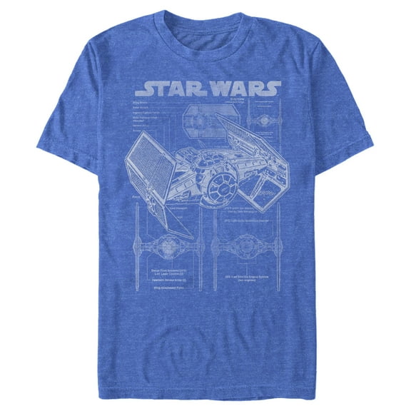 Men's Star Wars TIE Fighterprint Graphic Tee Royal Blue Heather 2X Large