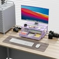 thumbnail image 2 of ZEN Computer Monitor Stand Riser, office organizer with Drawer, Office Organizers Storage for Classroom Office Supplies (Purple), 2 of 13