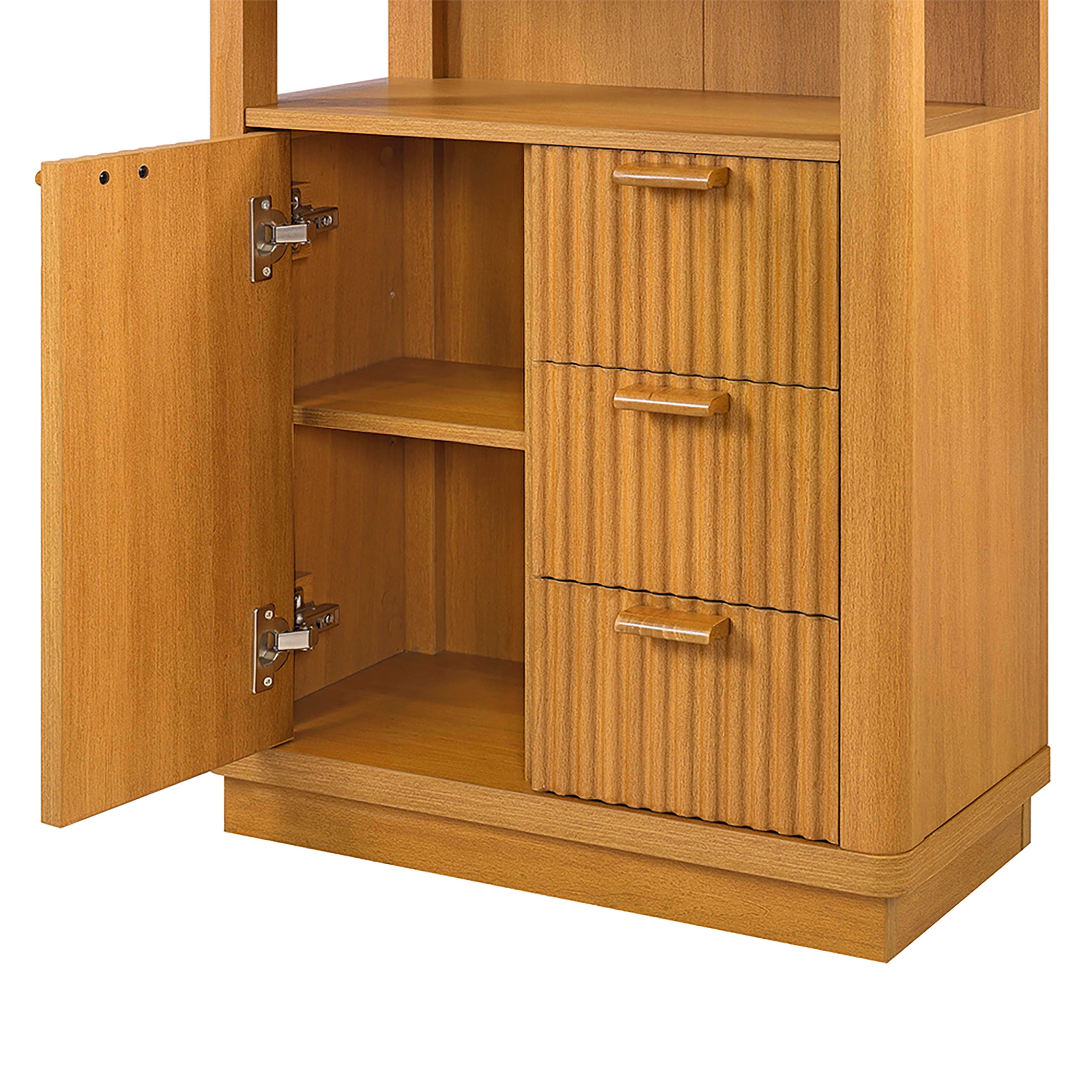 Beautiful Fluted Vanity Storage Cabinet, Warm Honey