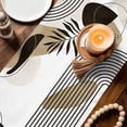 thumbnail image 3 of Brown Boho Geometric Table Runner - 108 Inch Long Country Retro Abstract Lines Leaves Cotton and Linen Blended Dress Scarves Farmhouse Table Runner for Kitchen Dining, Coffee Table, 13" x 108", 3 of 8
