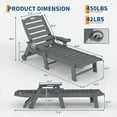 thumbnail image 3 of 2-Pack/1-Pack HDPE Pool Lounge Chairs - 5-Position Adjustable Chaise Lounges w/Cup Holder (450lb Capacity, Black/White/Grey), 3 of 7