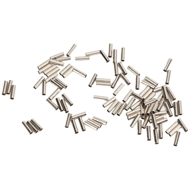 Single Barrel Crimp Sleeves Kit, Stainless Steel Material 100 Pcs Wire Rope Tube Connector Kit