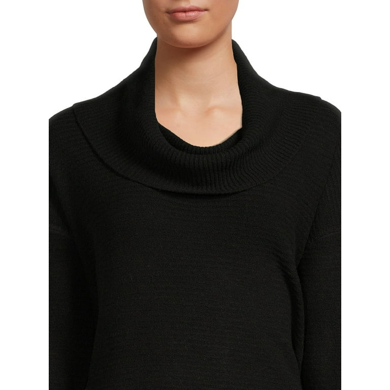 Long black cowl neck sweater 2025