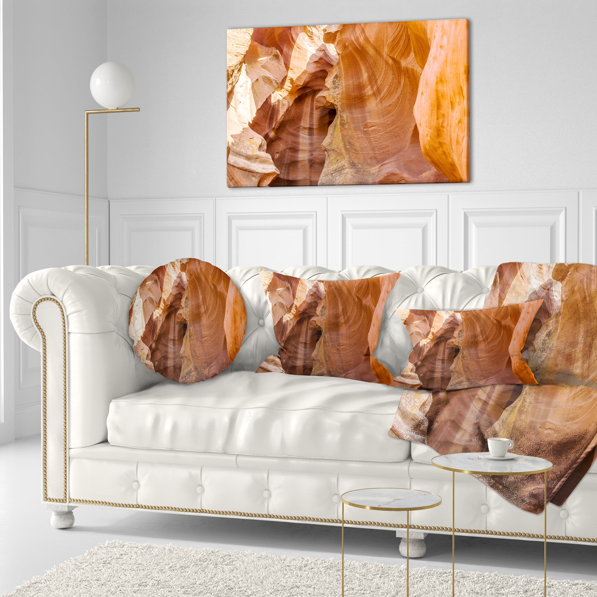 Designart Antelope Canyon Sandstone - Landscape Photo Throw Pillow - 12x20