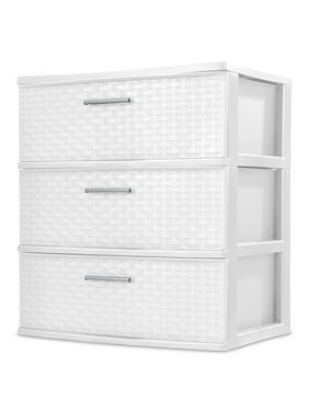 Sterilite 3 Drawer Wide Weave Tower White - closet organization system
