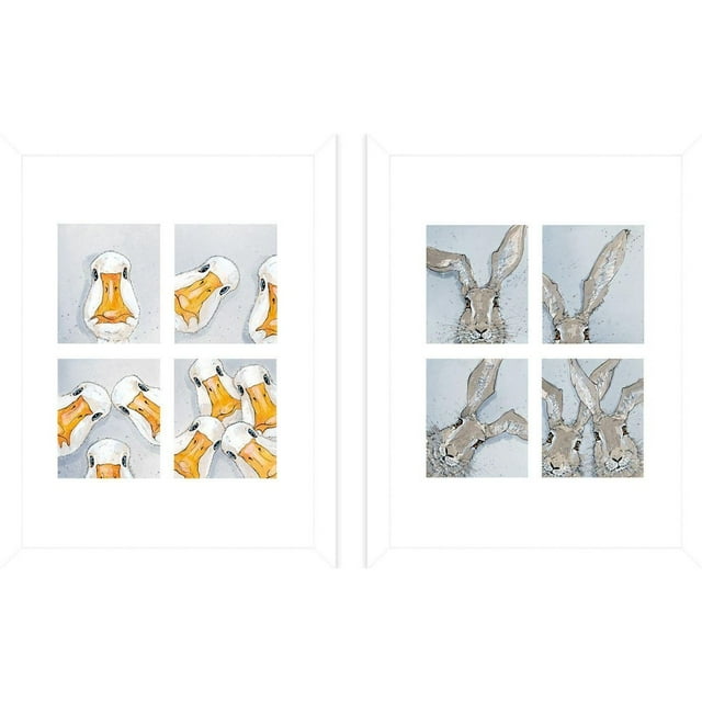 Bev Davies Photo Booth Geese Photo Booth Hares Framed Print Set (Pack of 2)