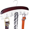thumbnail image 1 of Tie Rack Belt Rack para guardarropa, organizador colgante de madera para corbatas y cinturones, ganchos de metal Adepaton LKX-1179-1, 1 of 6