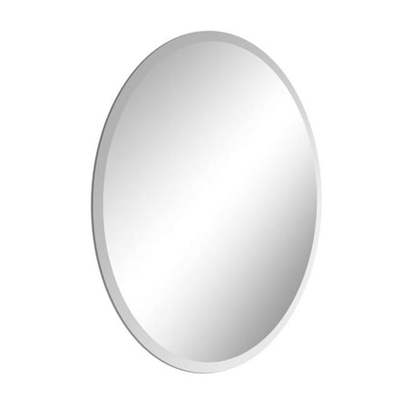 Fab Glass and Mirror Frameless Oval Beveled Wall Mirror 22x30 Inch