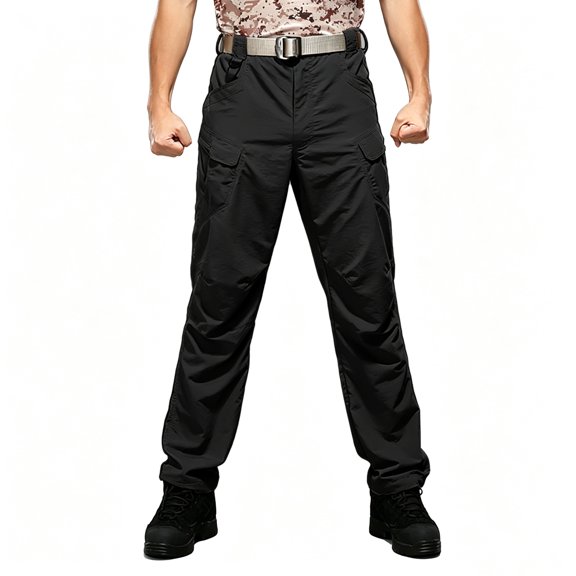 Men 6 Pocket Cargo Work Pants Durable Regular Fit Breathable Outdoor Utility Trousers S-XXL