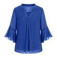 thumbnail image 5 of CQONEPT Girls Sequin Top Sparkly Dress Shirts 3/4 Ruffle Sleeve Blouses Casual Fashion V Neck Mesh Tunics Tops Blue 160, 5 of 7