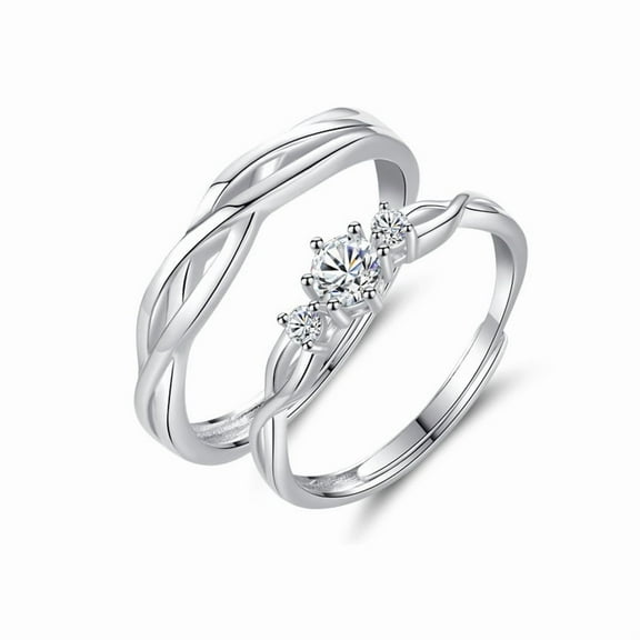Whudwhu Unique 925 Silver Couples Ring Set for Men and Women Wedding Rings