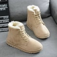 thumbnail image 1 of Botas cortas de mujer de invierno con punta redonda y cordones de algodón Botas de nieve planas para mujer con forro polar Botas cálidas para mujer, 1 of 6