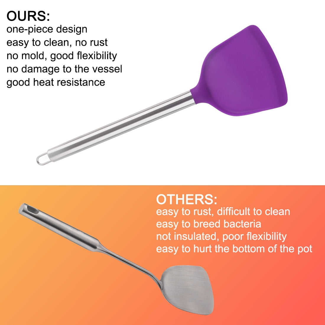 Unique Bargains Silicone Spatula 4 Pieces Heatproof Non Stick Turner Purple