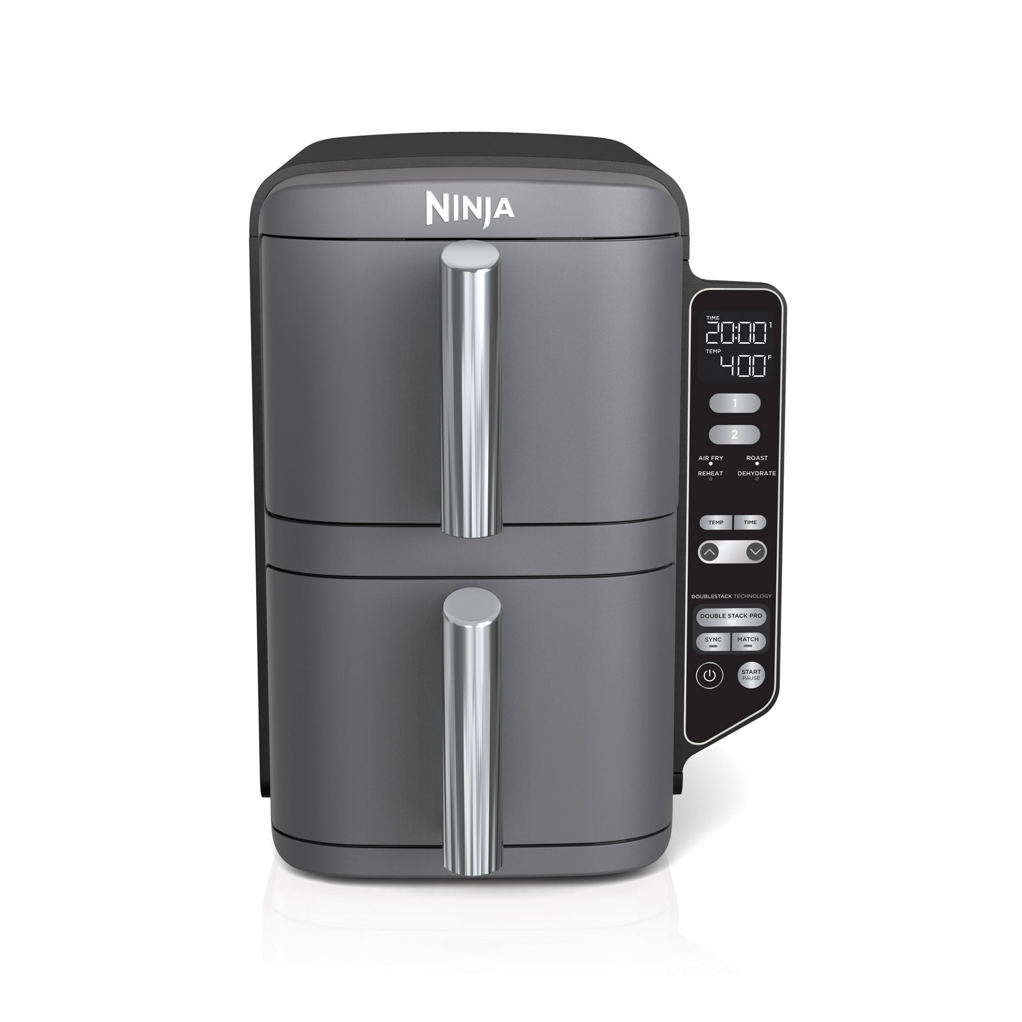 Ninja DoubleStack XL Air Fryer 10-Qt, 2 Baskets, Cook 4 Foods at Once, Space Saving, 6-in-1, SL400 Gray