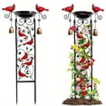 thumbnail image 2 of 1 Pack Outdoor Metal Tall Birdbath For Planter, Vintage Decorative Birdbath With Cardinal Statue, Garden Plant Stand, Antique Birdbath For Climbing Plants With Bell And Removable Iron Pots, 2 of 9