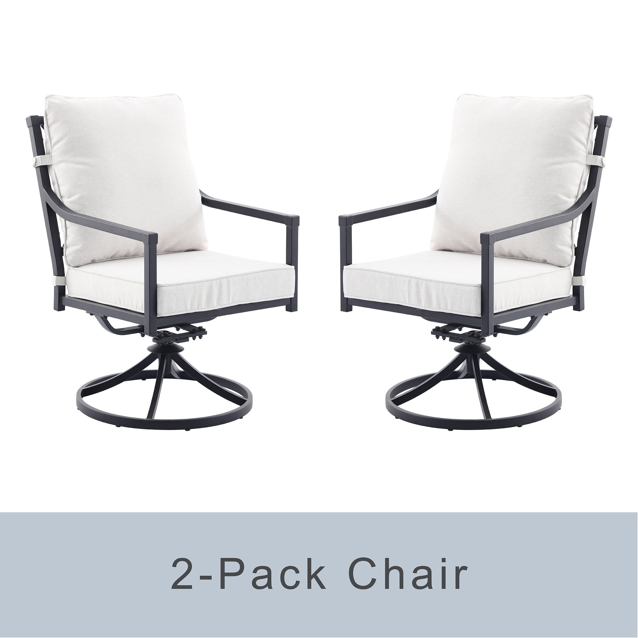 My Texas House Cambria Swivel Outdoor Dining Chair - Set of 2, Black