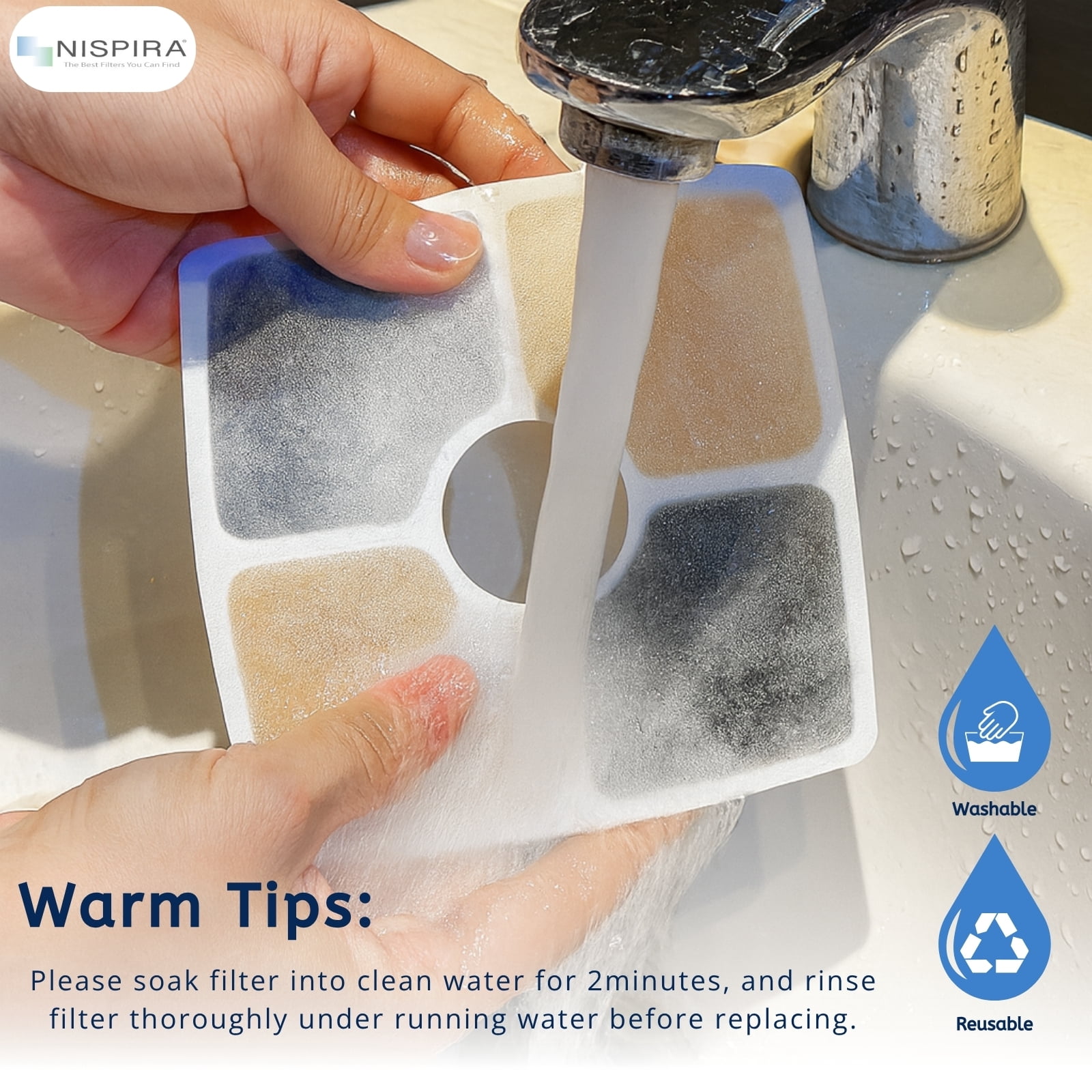 NISPIRA Triple Filtration Charcoal Water Filter Replacements for Veken 84oz/2.5L Pet Cat Dog Water Fountain, 24 Pack