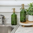 thumbnail image 4 of Darware Green Glass Soap Dispensers (2-Pack, Gold Metal Pumps, 16-Ounce); Decorative Pump Bottles for Kitchen and Bathroom, 4 of 9