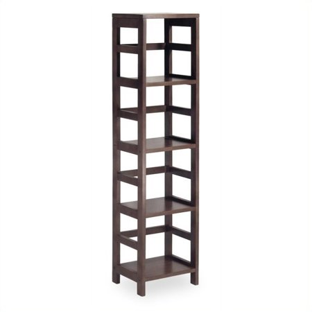 Leo Storage Open Shelf, 5-Tier, 4-Section, Tall, Espresso