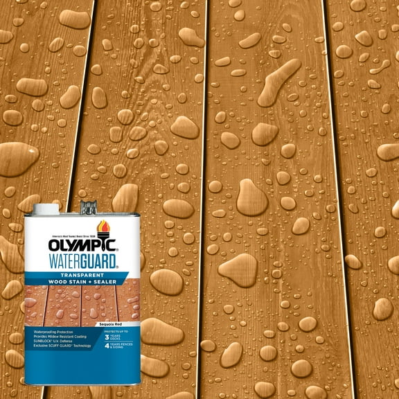 Olympic WaterGuard 1 Gallon Sequoia Red Transparent Wood Stain and Sealer