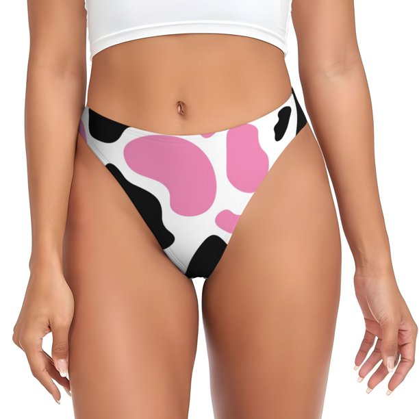 Balery Cow Spots Tangas de Algodón para Mujer con Estampado – Ropa Interior Sexy, Transpirable, G-string-X-Large