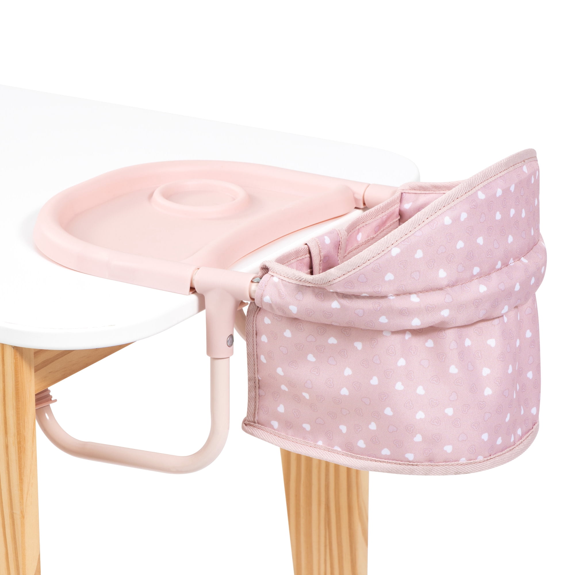 Bayer Design: Doll Table Seat - Soft Pink & Polka Dot - Attach To Table, Dining Tray, Feeding Center, Foldable, Toy Accessory Fits 18" Dolls, Kids 3+