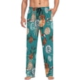 thumbnail image 4 of Men's Pajama Pants with Pockets Sleepwear Lounge Pants Stretch Casual Green Fruit Pine Cone, 4 of 7