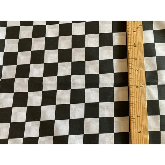 Lilly Craft Medium 1"x 1" Checkered Design Black and White Polycotton Fabric 58-60" Wide Sold by the Yard