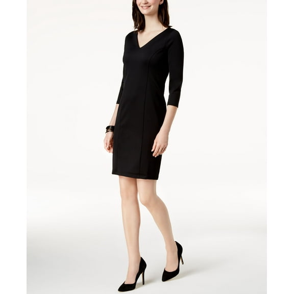 Charter Club 3/4 Sleeve Dress Deep Black M