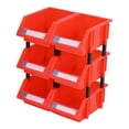 thumbnail image 2 of Caja de herramientas de hardware perfecl contenedor de almacenamiento apilable 6 piezas rojo, 2 of 8