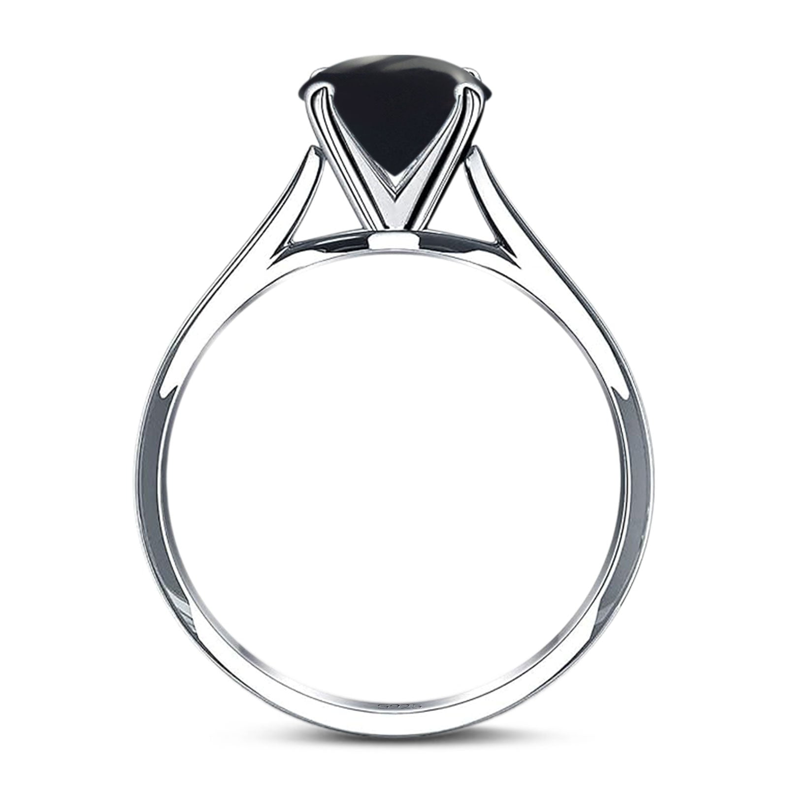 Natural Black Onyx Yellow Tone Silver Size-10 Minimalist Oval Cathedral Solitaire Ring Wedding Engagement Rings For Women 925 Sterling Silver Gifts For Her
