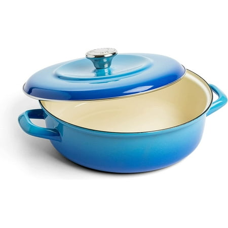 

Baking tray Merten & Storck German Enameled Iron Round 4QT Casserole Braiser with Lid Azure Blue
