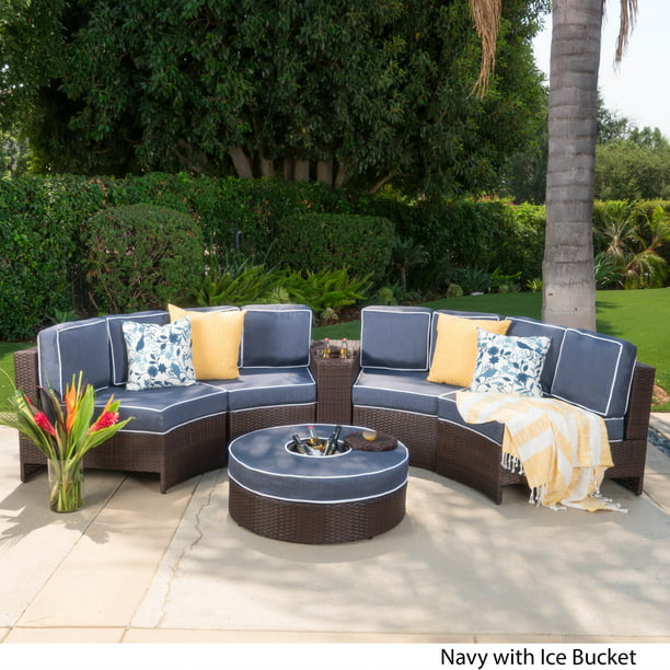 Semicircular Sectional Sofa Seating Set, Portofino Outdoor Furniture Cushions