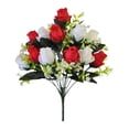 thumbnail image 2 of FENGGHAO Artificial Rose Bouquet Red White Fake Flowers For Vase Wedding Centerpiece Home Table Decor, 2 of 7