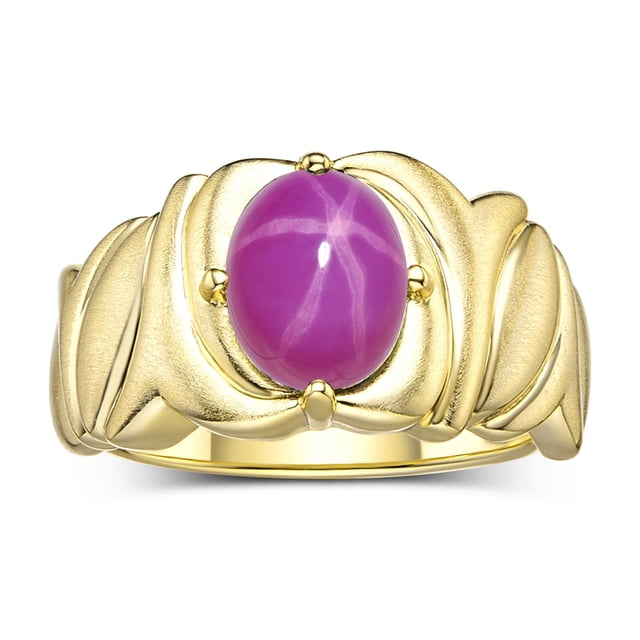 RYLOS Bagues pour Femmes Bague en Argent Plaqué Or 14K Solitaire Pierre Précieuse Ovale 9x7 mm avec Anneau Fini Satiné Étoile de Juillet Rubis Bijoux Taille 5