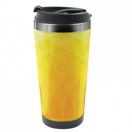 

Yellow Travel Mug Color Shades Modern Steel Thermal Cup 16 oz by Ambesonne