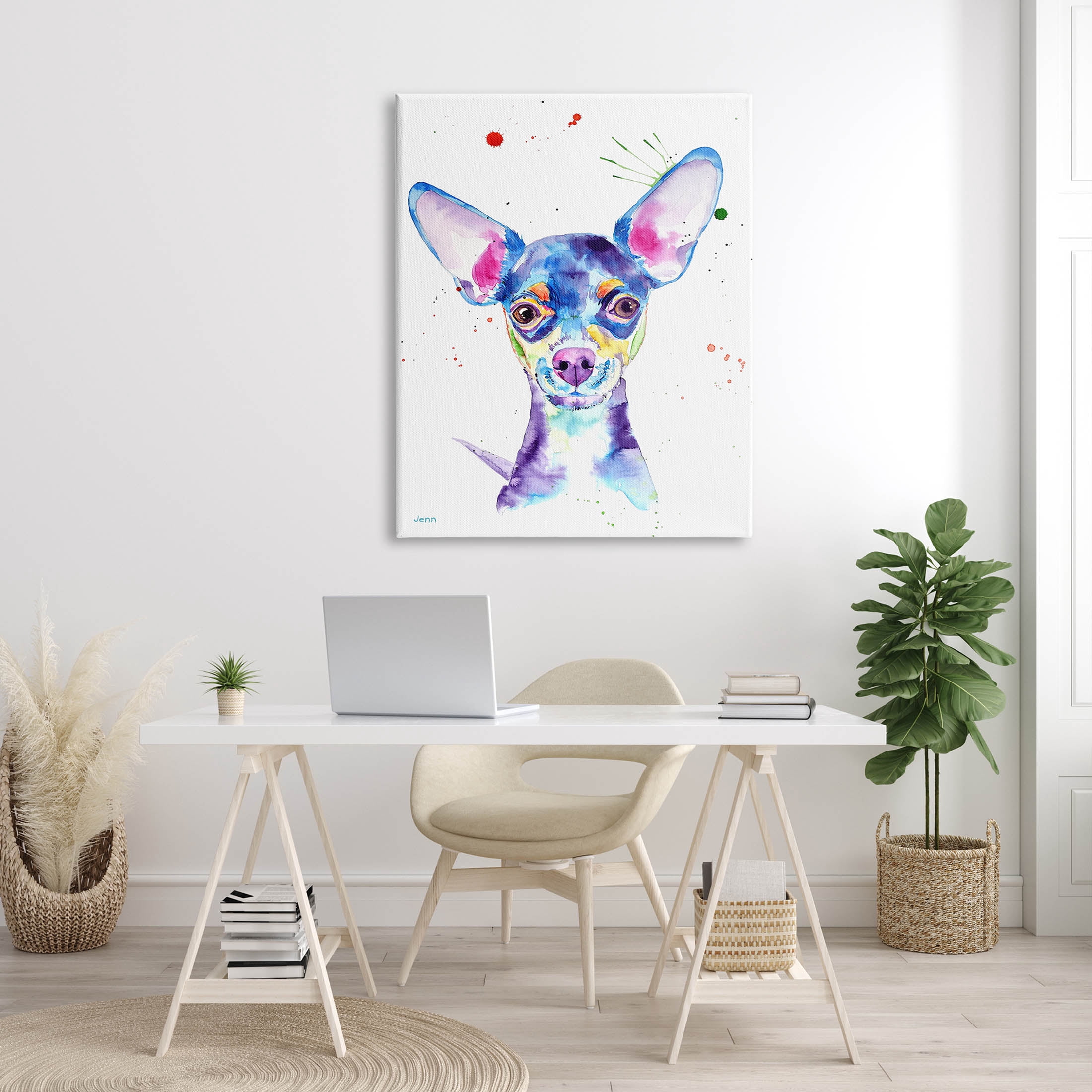 Happy Chihuahua Casual Composition Animals & Insects Graphic Art Gallery Wrapped Canvas Print Wall Art