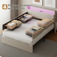 thumbnail image 6 of Satifur Queen Bed Frame with Storage Headboard, Platform Bed with 4 Drawers, Rivet Upholstered Bed Frame with LED Lights & Charging Station, Beige, 6 of 12