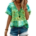 thumbnail image 1 of Gvmfive Womens Casual Boho Short Sleeve Tops V Neck Printed Casual Blouse T-Shirt, 1 of 5