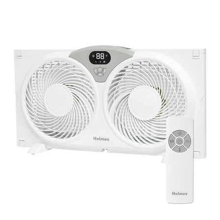 Holmes 9" Digital Window Fan, 3-Speed, Thermostat, Remote, Adjustable Extenders