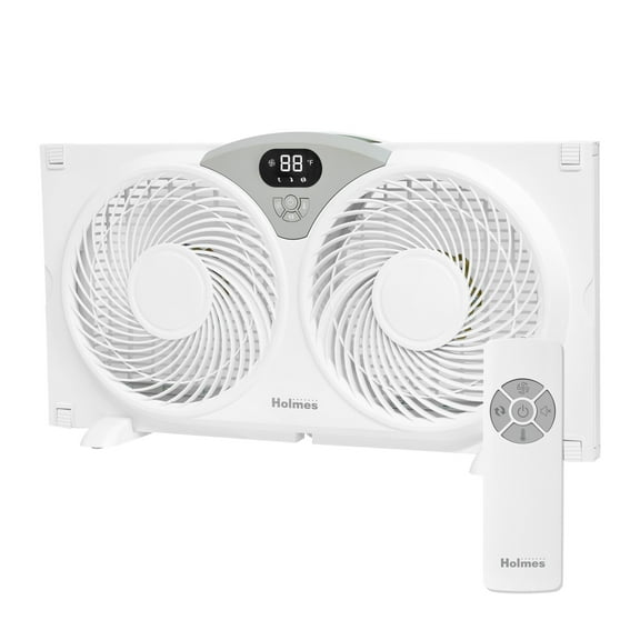 Holmes 9" Digital Window Fan, 3-Speed, Thermostat, Remote, Adjustable Extenders