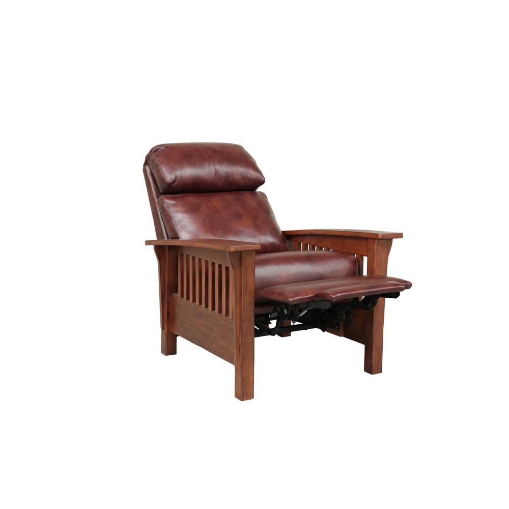 Barcalounger Mission Push Back Recliner Chair Modern Silla in Wood and Leather Walmart