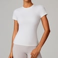 thumbnail image 3 of Felirenzacia Women's Casual Summer Short Sleeves Shirts Top Athletic Fitted Moist Wicking Crew Neck Tee for Yoga Workout White,XL, 3 of 5