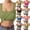 #02 Army Green, variant on Women's U-Back Ribbed Square Neck Tank Tops, Built-in Bra with Removable Pads, Sleeveless Workout Yoga Athletic Tops for Summer Casual Wear ,M,Pink