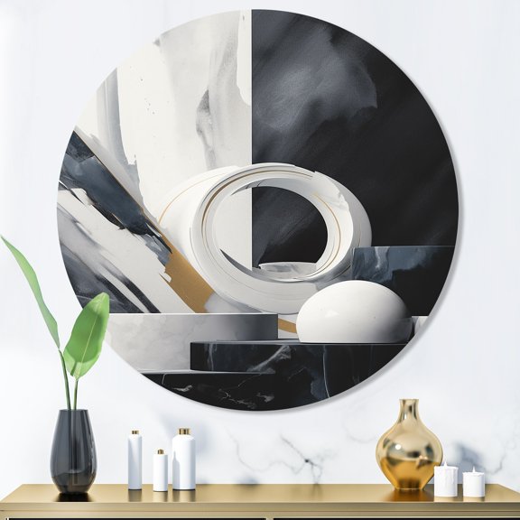 Designart "Abstract Marble Forms II" Abstract Marble Metal Round Wall Art Prints