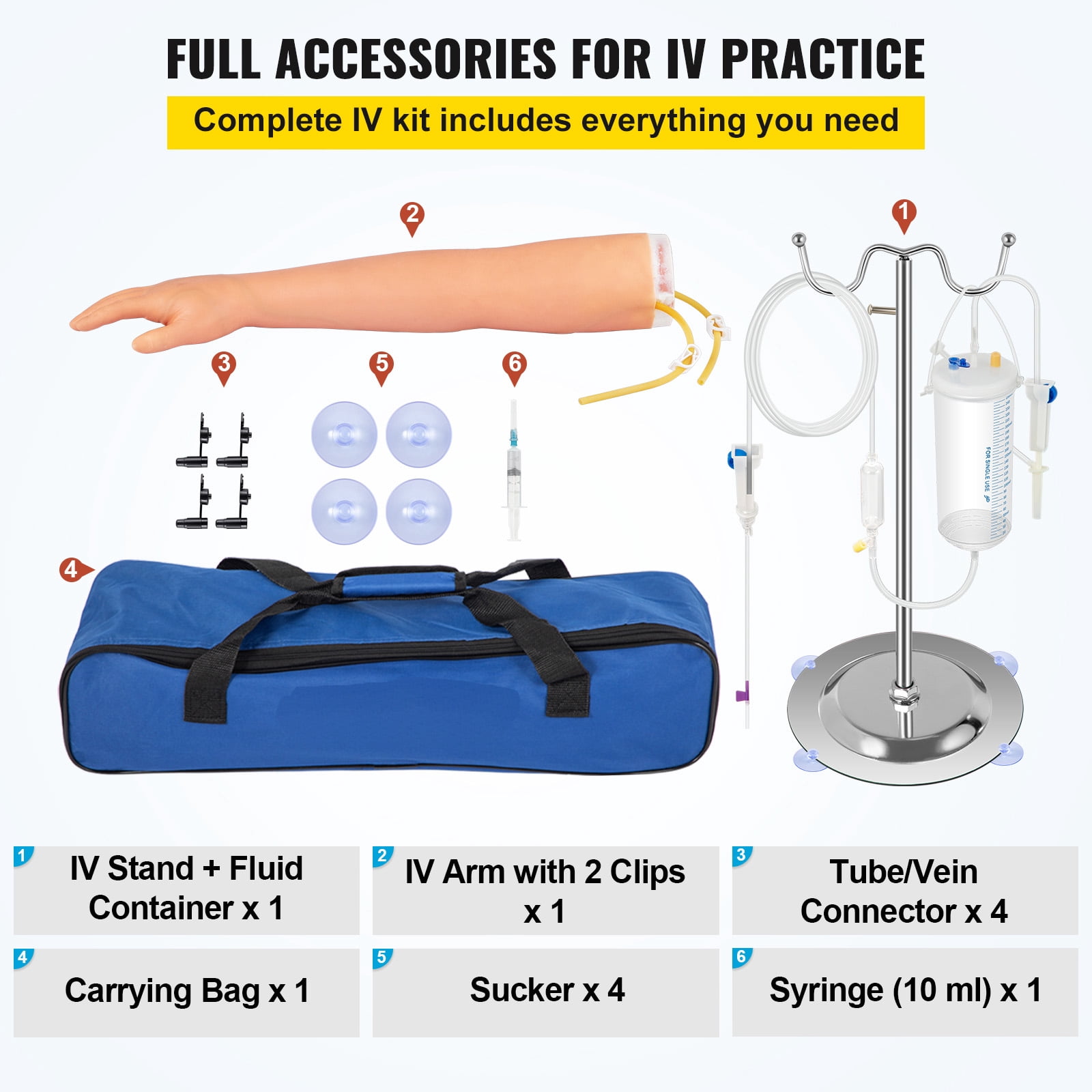 MedEduQuest IV Injection & Phlebotomy Practice Kit - Simulated Blood & Veins For Medical Training