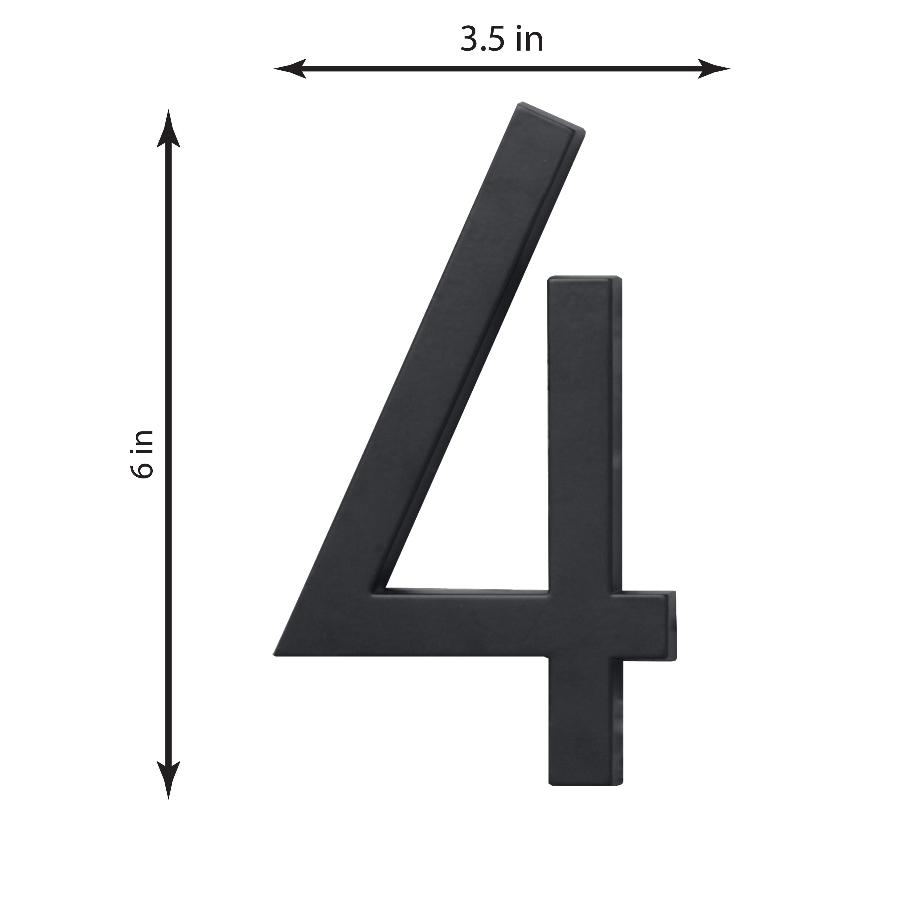 (3 pack) HY-KO 6" Black Floating Mount House Number 4