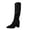 Black, variant on Xfvqtps Knee High Boots for Women Zipper Back Chunky Low Heel Pointed Toe Suede Tall Boots